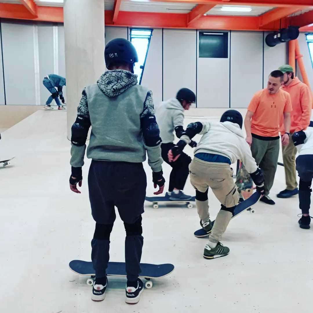 Refugees try the new F51 skate park in Folkestone. Pictures KRAN