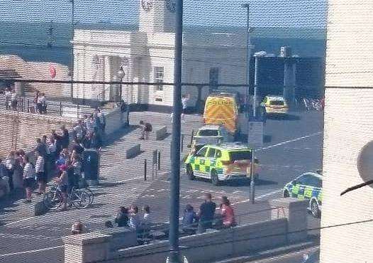 Police and ambulance crews at Margate beach. Picture: Shannon Owen. (3318444)