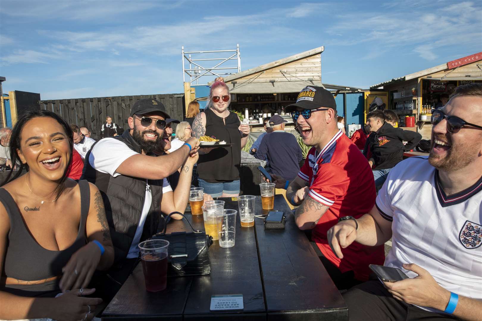 Fans enjoying the semi final at the Arm. Photo: Andy Aitchison/Folkestone Harbour Arm