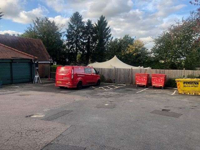 The painters and decorators were in and just about the only space left in the car park was next to their van or the skip