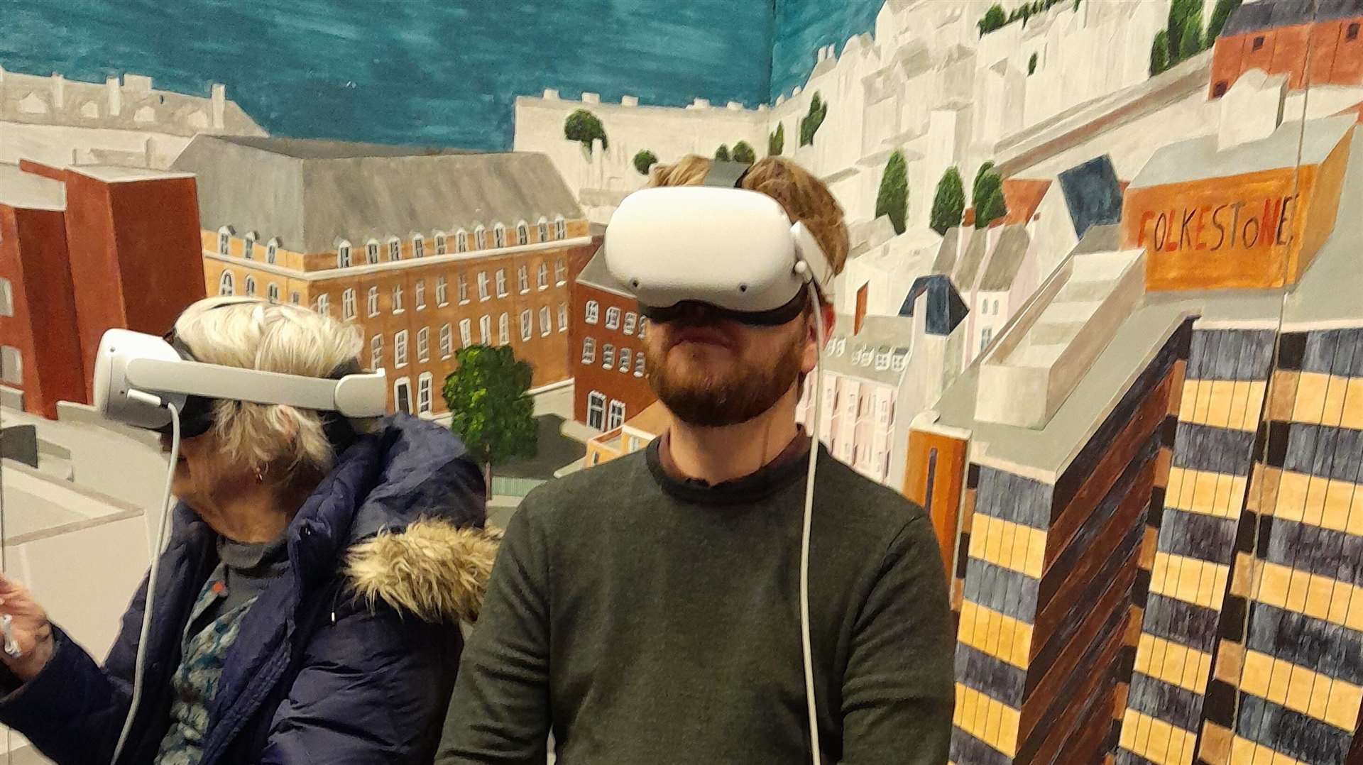 Reporter Rhys Griffiths during his VR flight over the centre of Folkestone in November. Picture: Folkestone & Hythe District Council