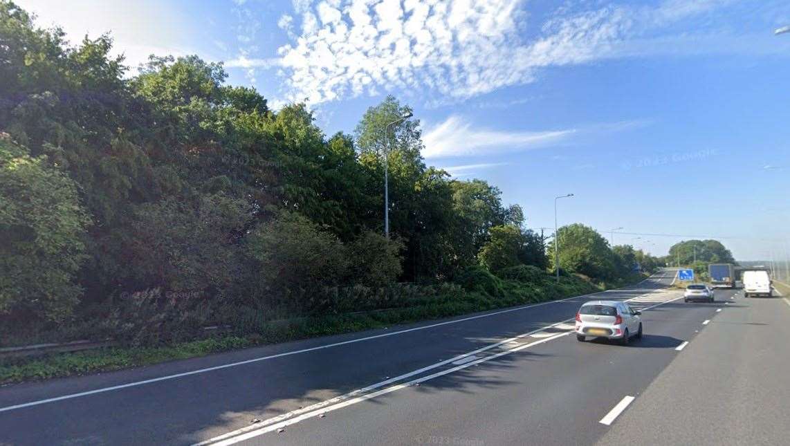 The westbound M2 exit sliproad at Junction 4 is closed. Picture: Google