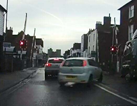 The Fiat as it rushes over the crossing. Credit: Tarmac Guru School