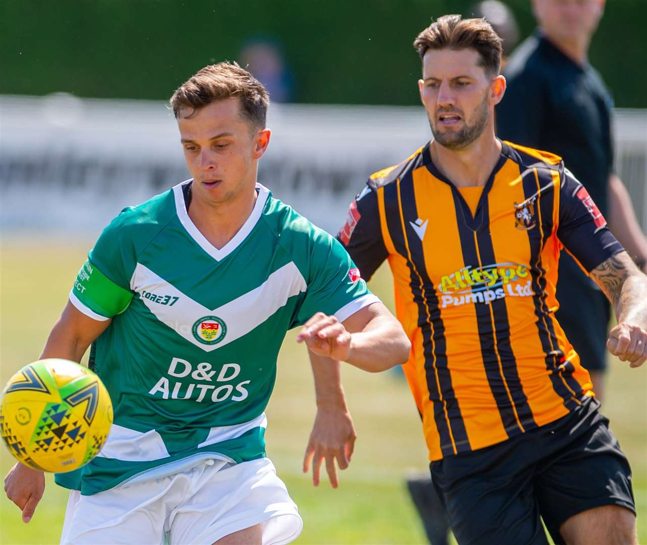 Ashford’s Johan Ter-Horst up against Folkestone's James Rogers. Picture: Ian Scammell