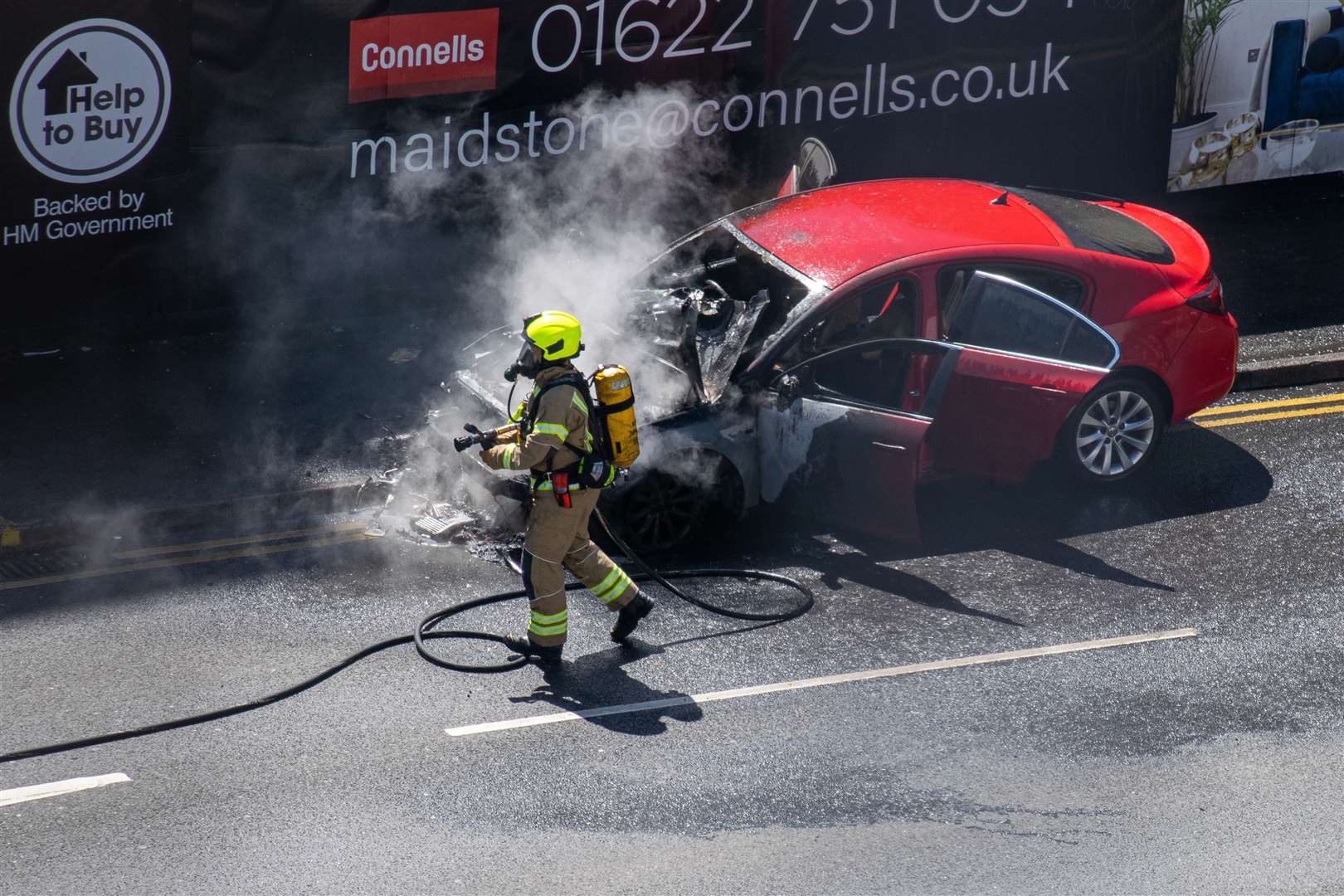 A car which was found alight in Romney Place, Maidstone. Picture: Bria Bennett