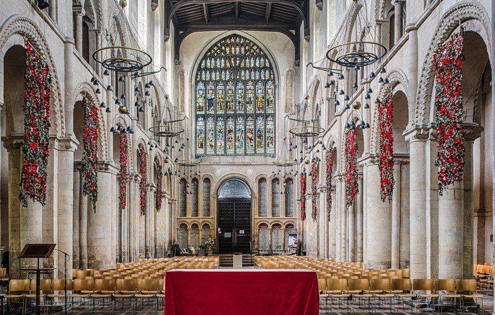 The poppy display at Rochester Cathedral. Picture: Rochester Cathedral (5038803)