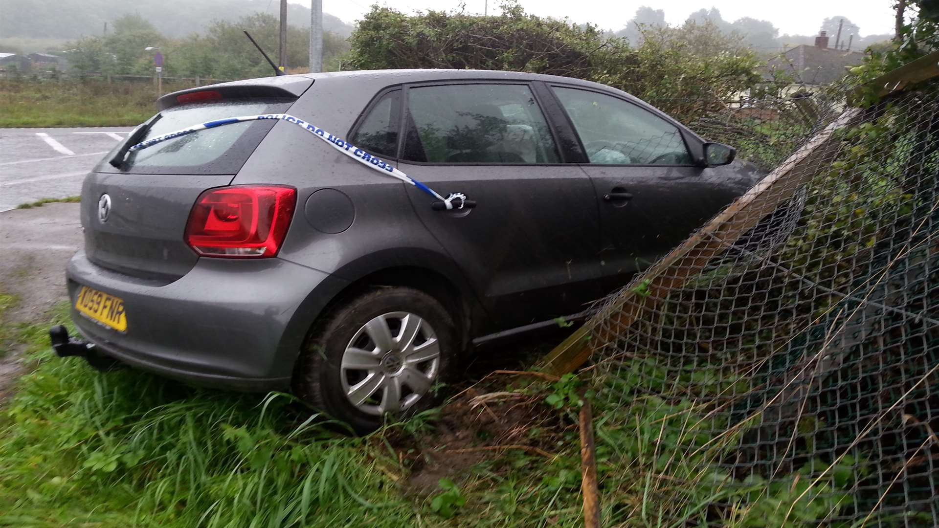 The car suffered heavy damage at the front end