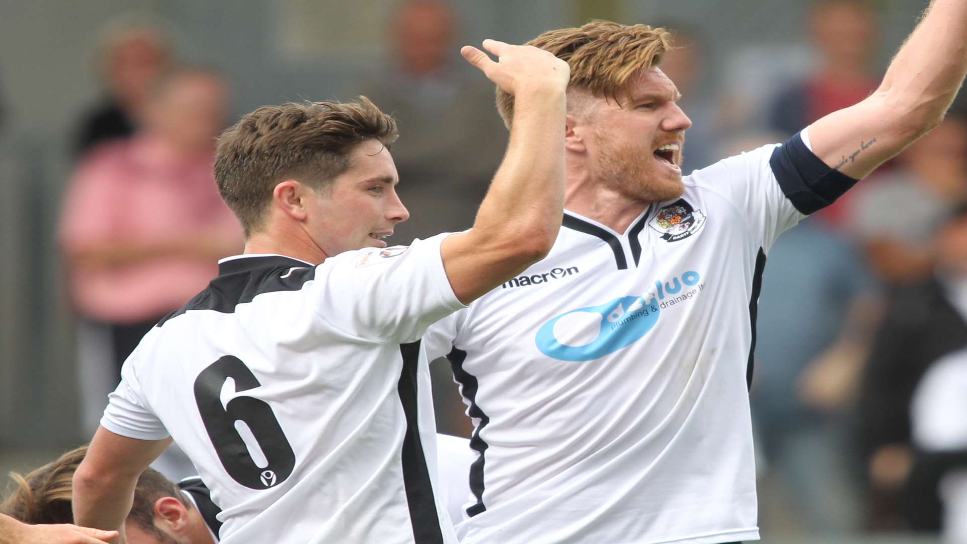 Dartford midfielders Lee Noble and Elliot Bradbrook Picture: John Westhrop