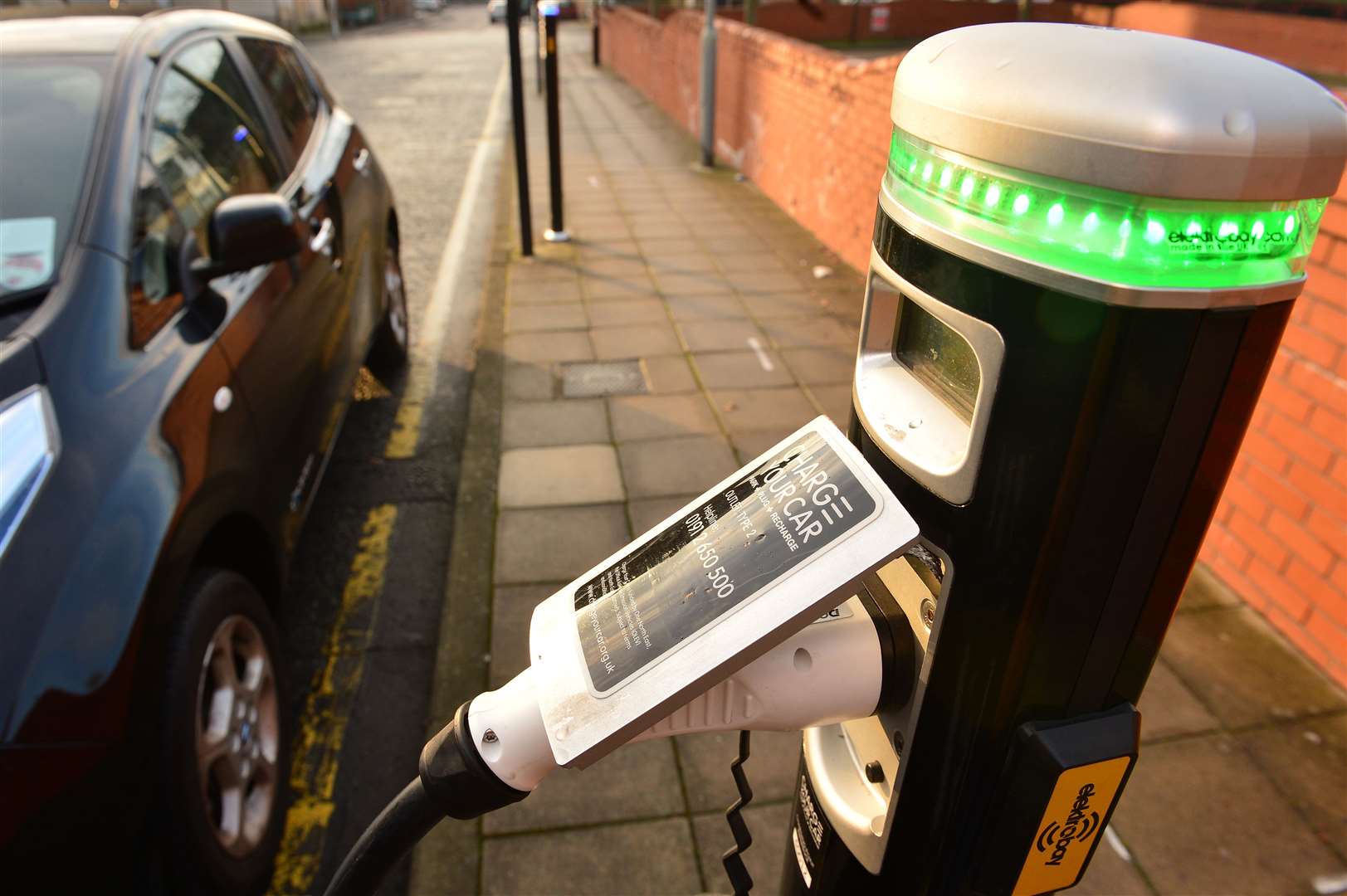 An electric car being charged