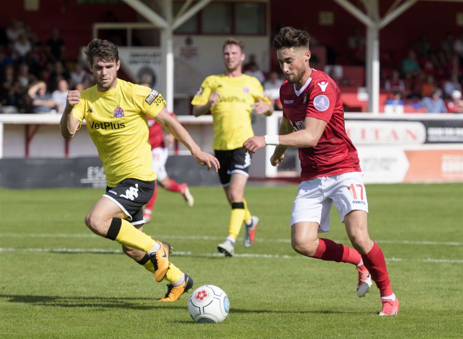 Sean Shields takes on the AFC Fylde defence last season Picture: Andy Payton