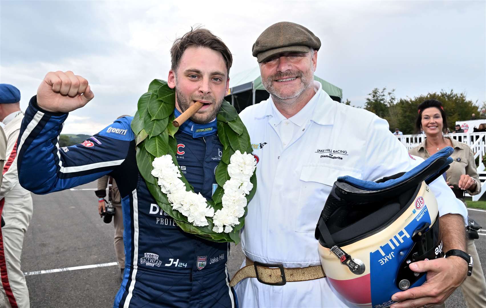 Jake Hill celebrates that winning feeling with father Simon after victory in the Freddie March Trophy. Picture: Simon Hildrew