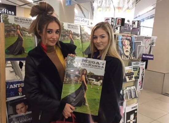 Megan McKenna with a fan at Maidstone's calendar singing today. Picture: The Mall