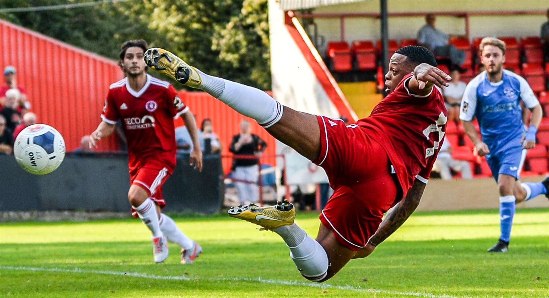 Gavin McCallum scores Welling's third goal. Picture: Dave Budden