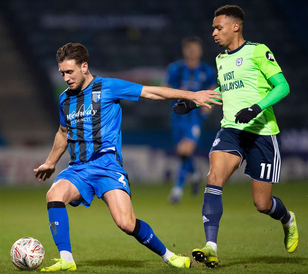 Luke O'Neill gets the ball under control while holding off a challenge from Josh Murphy Picture: Ady Kerry