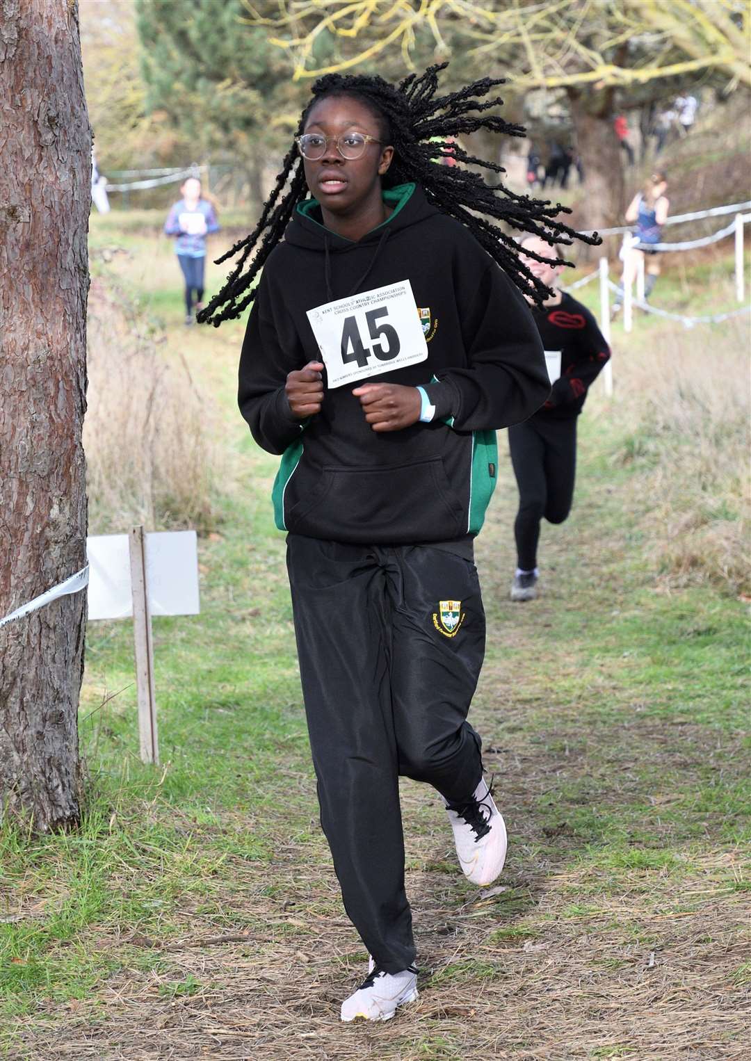 No.45 Naomi Ahatty of Dartford & Gravesham in the Year 7 girls’ race. Picture: Simon Hildrew