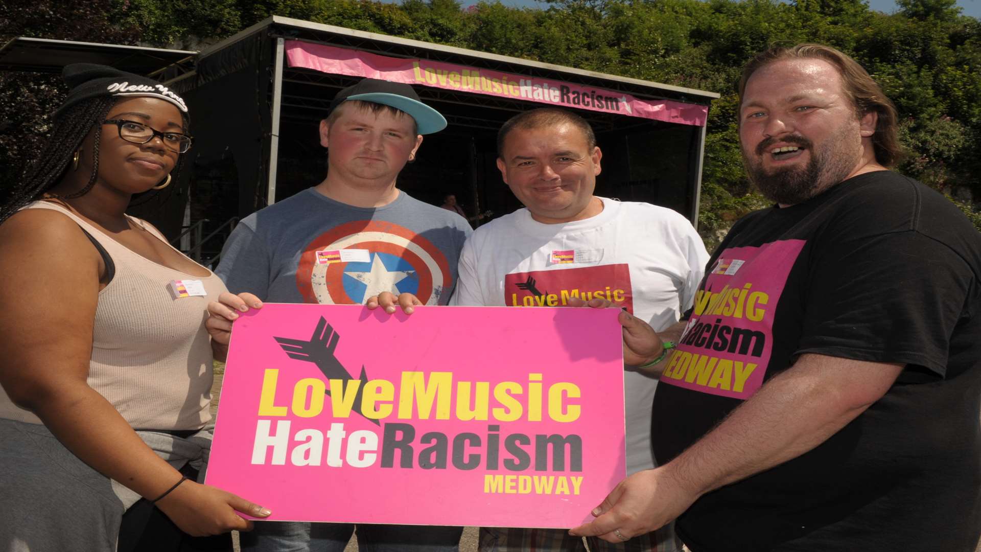 Safiya Stewart with anti-racism campaigners