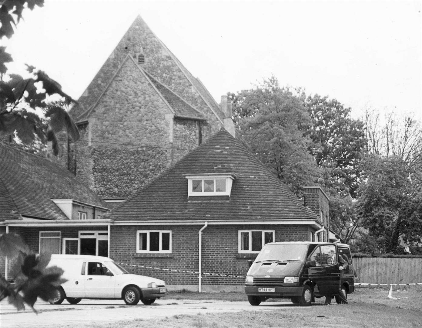 The scene where murdered Glenda Potter was found in the churchyard at Crow Lane, Rochester on May 14, 1991