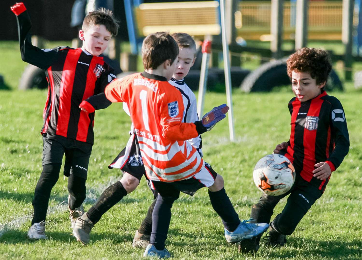 Strood United under-7s take on Milton and Fulston Zebras under-7s. Picture: Phil Lee FM27123834