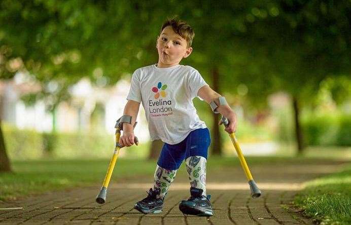 Tony Hudgell on his 10km walk for a children's hospital Picture: David Tett