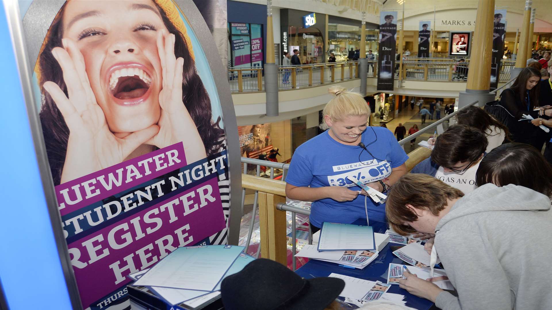 Students register for the event