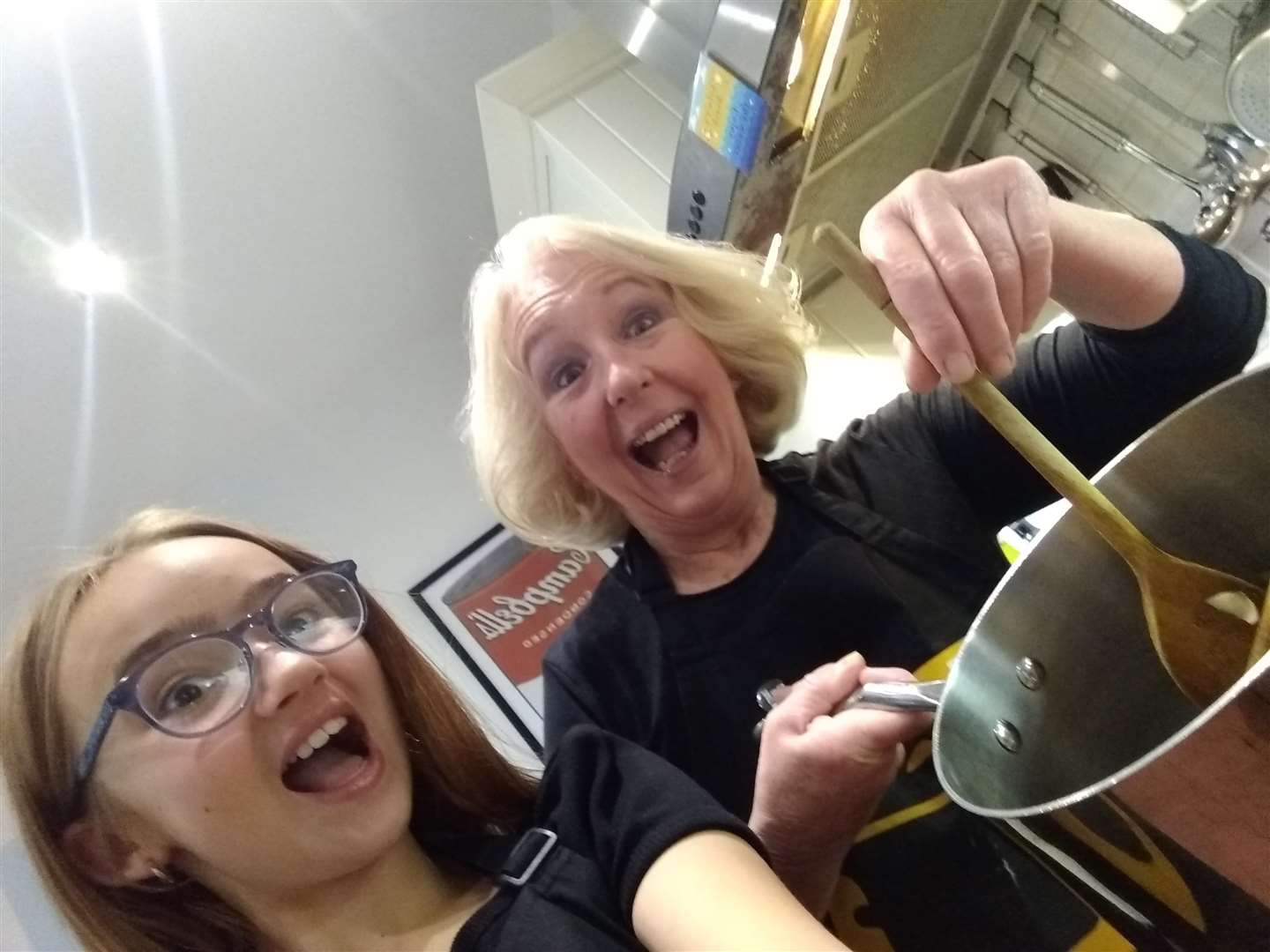 Jill Martin with her grandaughter Lola are making homemade spaghetti bolognese to help families this half term