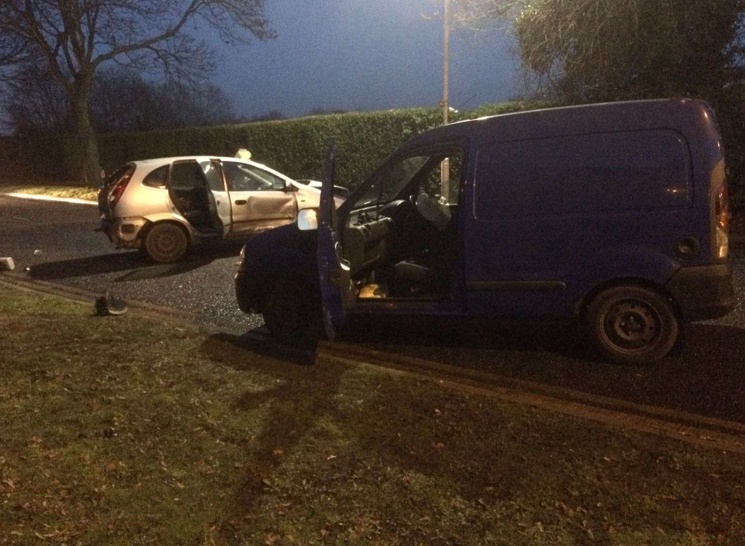 The abandoned cars at the scene