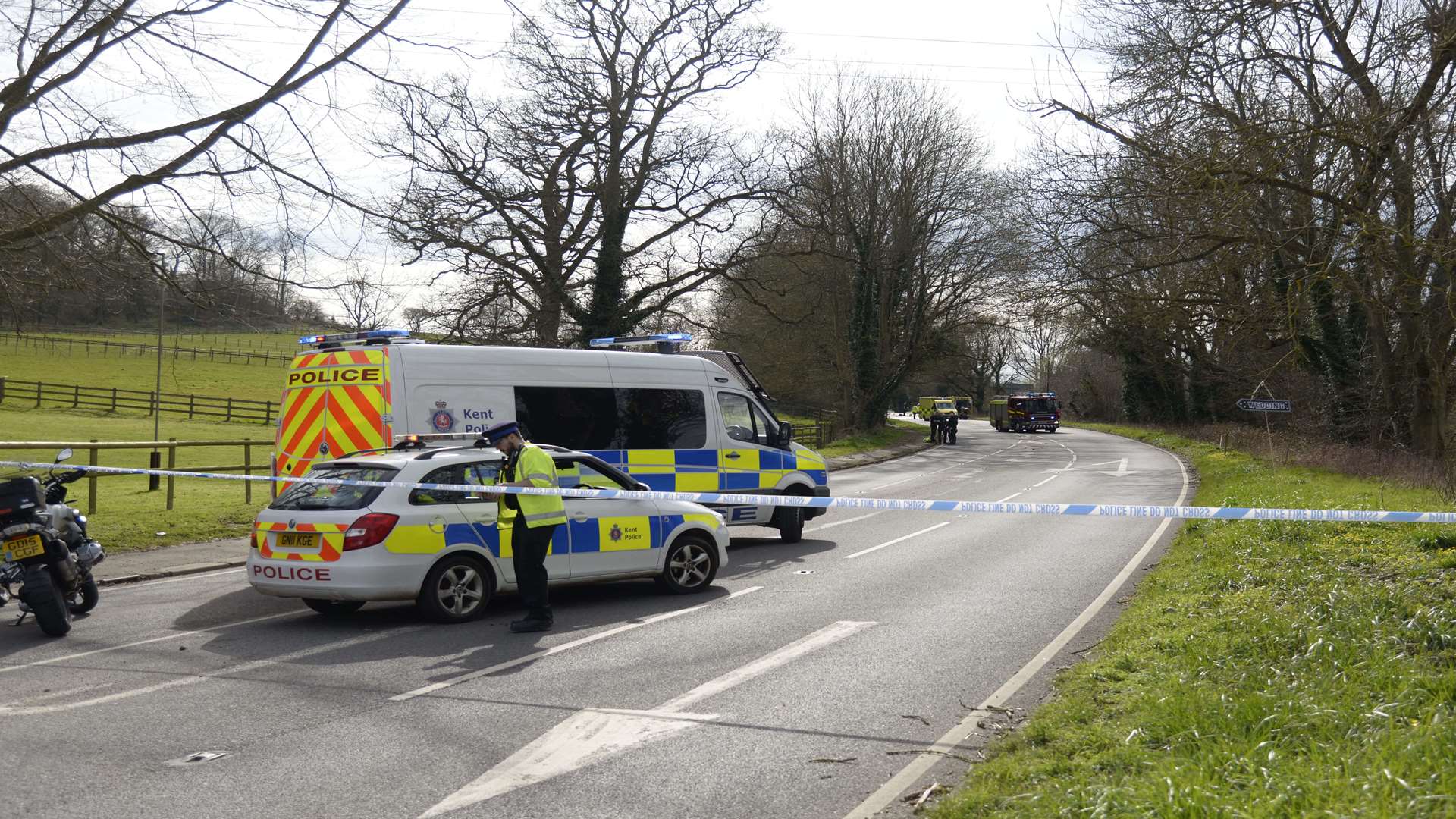 Emergency services at a crash on the A252