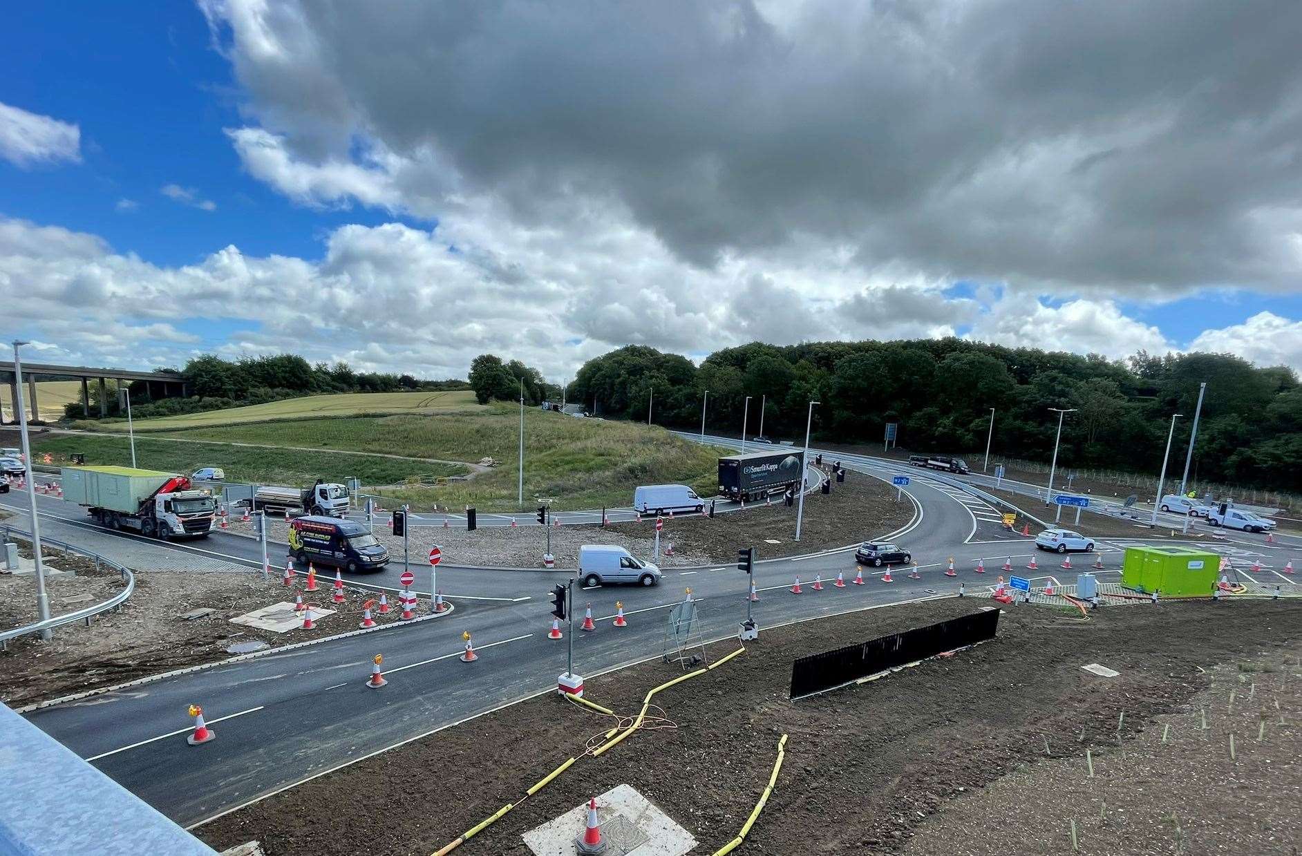 The view of the new road layout in the shadow of the Stockbury flyover. Picture: Joe Crossley