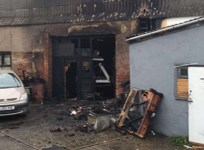 The fire at the storage unit in Beach Street, Herne Bay