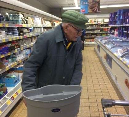 John Garbutt shopping in Aldi