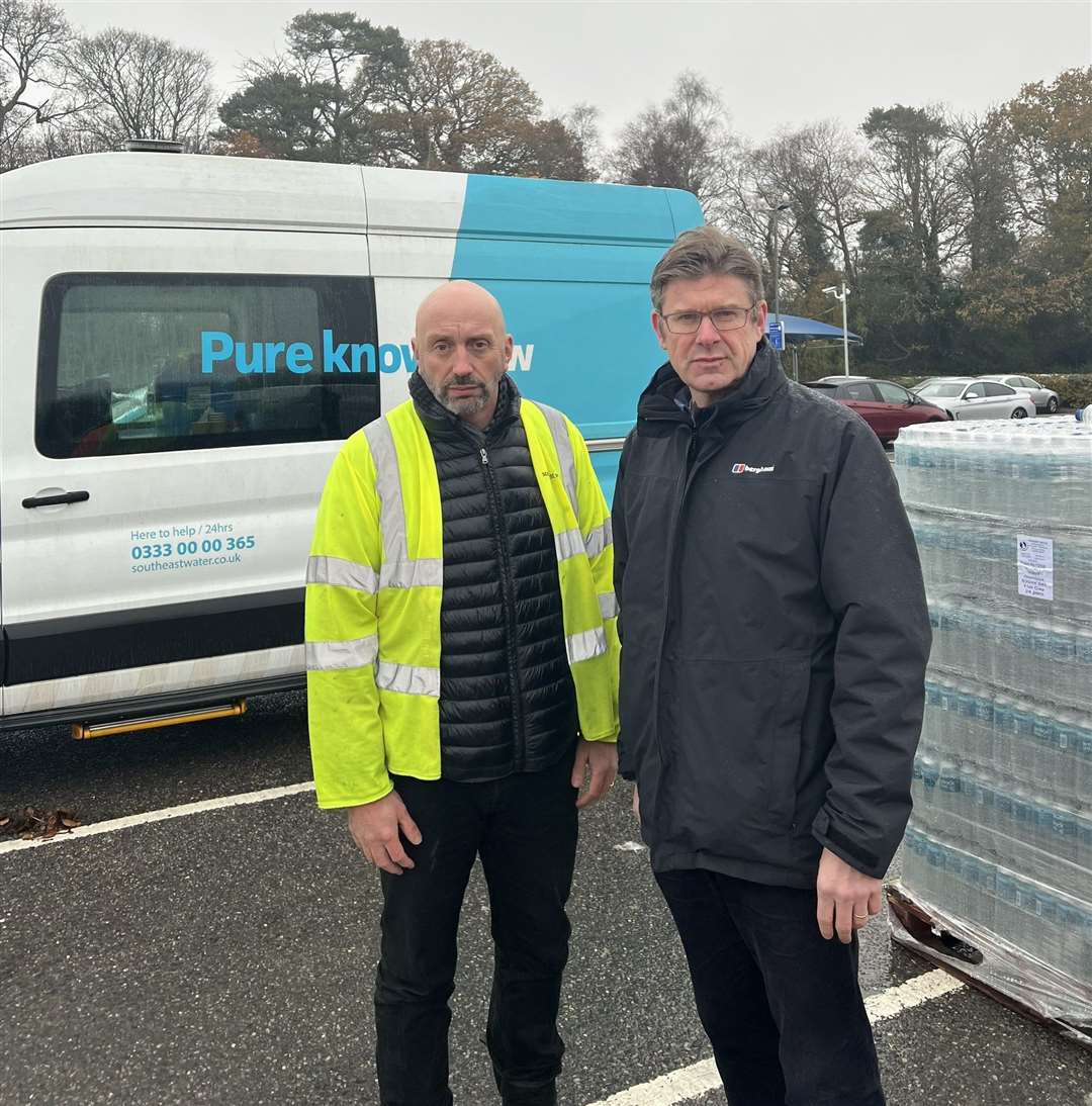 Greg Clark, right, and South East Water's chief executive David Hinton have been trying to resolve the problem