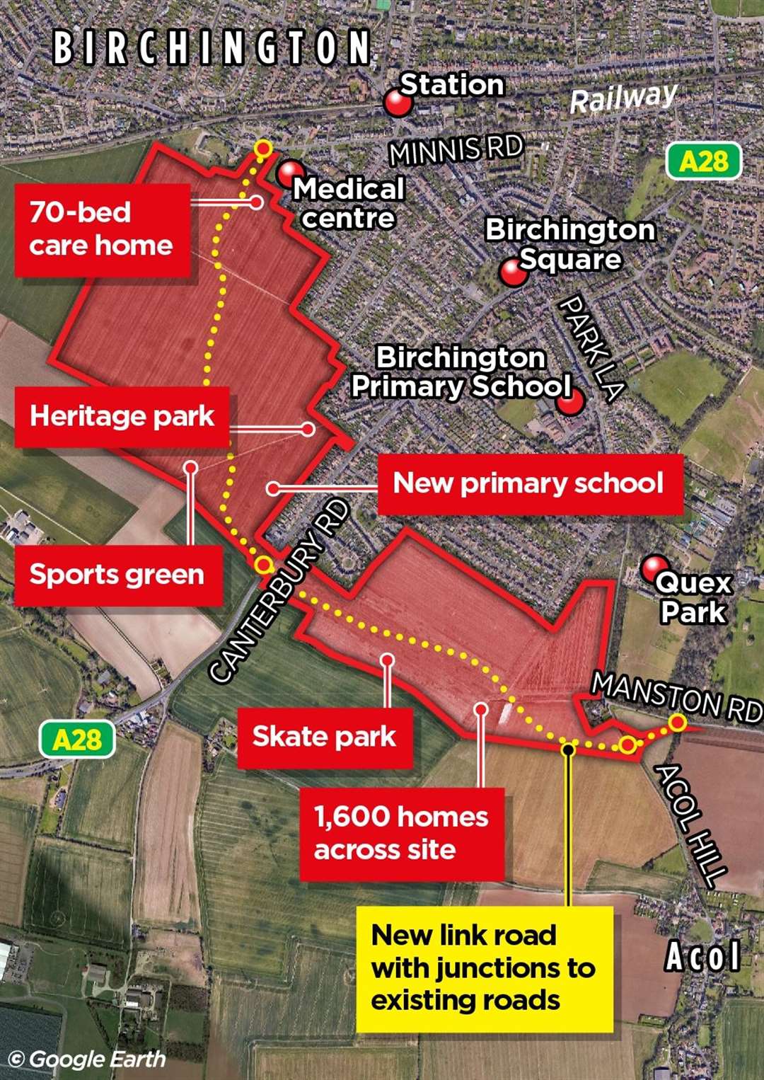 The masterplan for the 1,600-home estate in Birchington