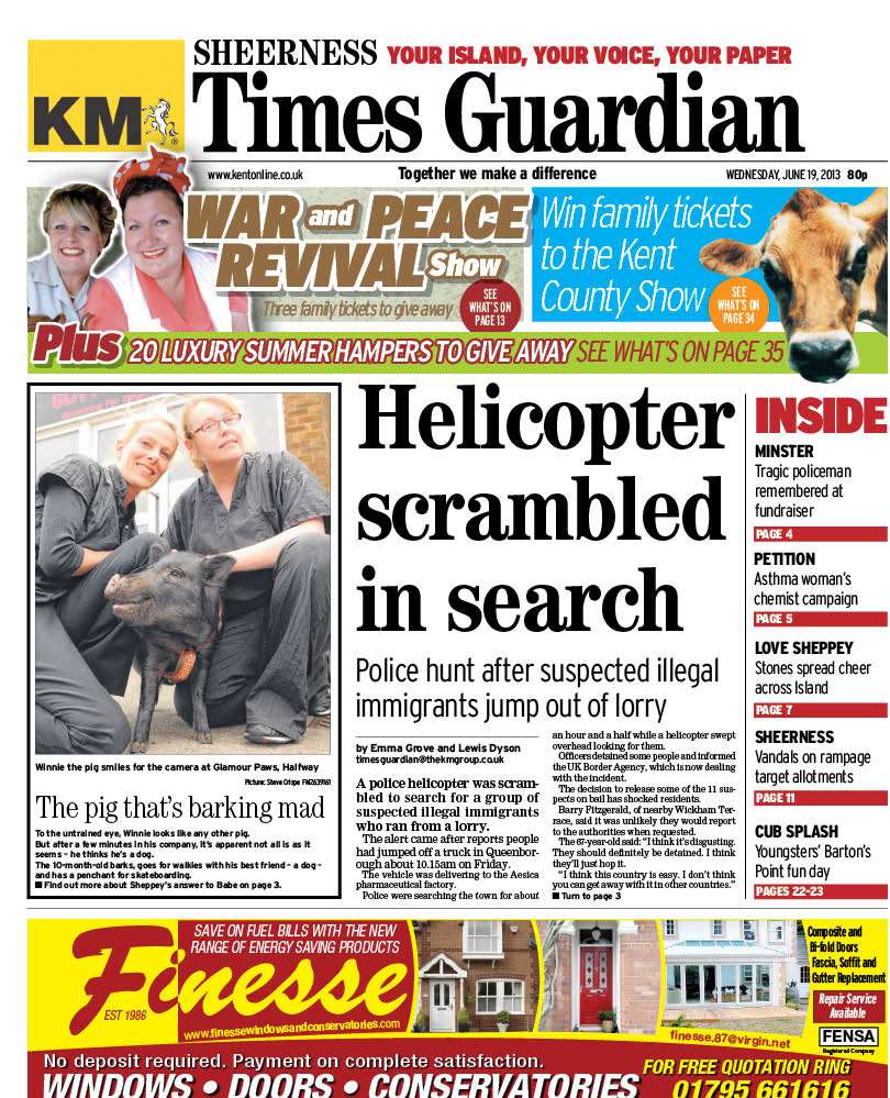 The front of this week's Sheerness Times Guardian