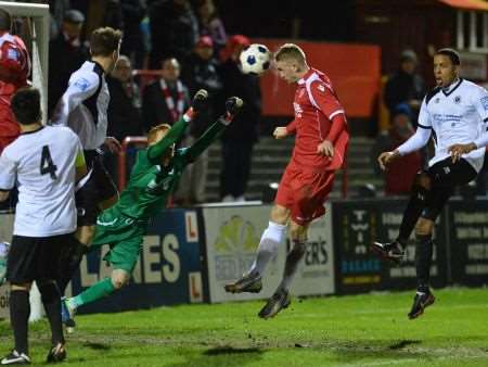 Fraser Franks scores against Boreham Wood