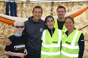 The team from Kent Association for the Blind meet adventurer Bear Grylls. Picture: Peter Coe