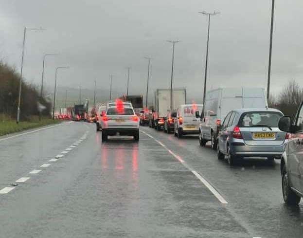 Traffic on the Thanet Way following the crash