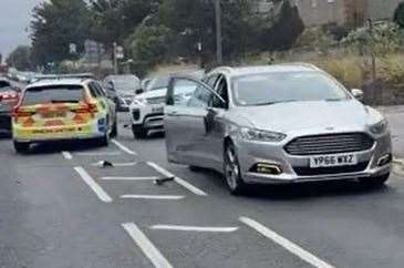 Kent Police were called to the scene in Crayford Road, near Dartford. Picture: @arthurteodoro946/TikTok