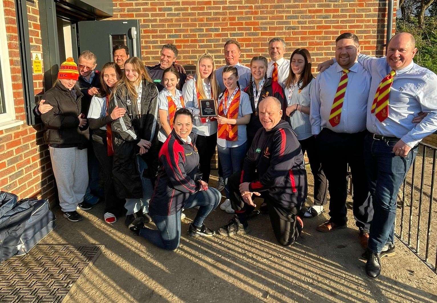 Medway Rugby girls coaches and managers with their daughters