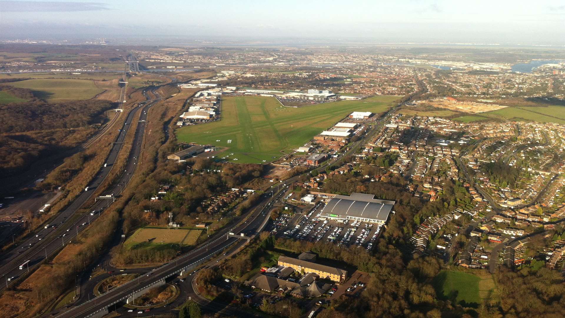 An aerial shot of Rochester Airport