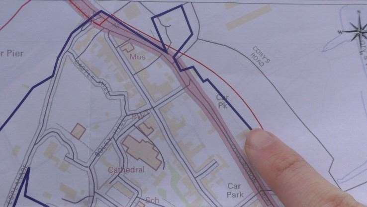 The boundary of the Public Space Protection Order in Rochester cuts the station car park in half