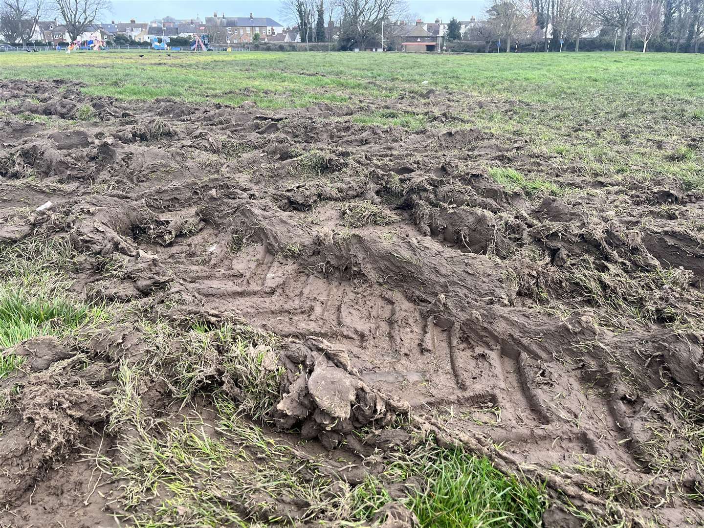 Deep dents have been left in the park from the Circus' vehicles