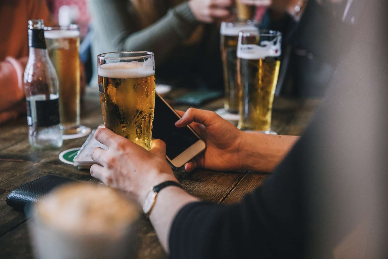 Beers at the bar. Stock image