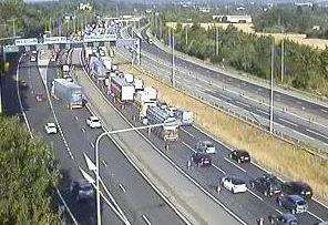 Queues on the M20. Picture: Highways England