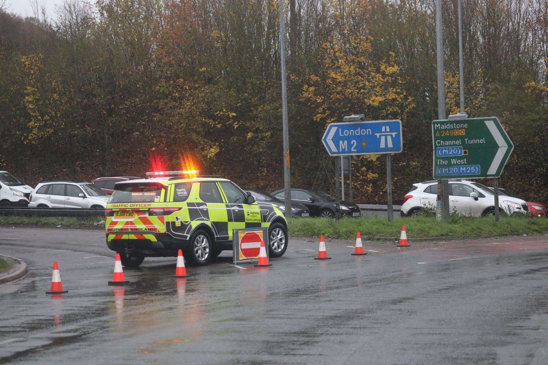 Part of the M2 has been closed because of flooding and a crash. Picture: UKNiP