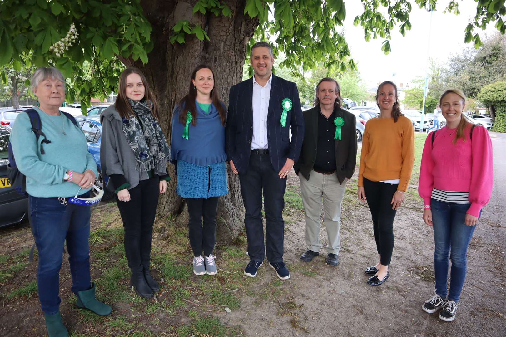 A beaming Rich Lehmann (Green) after snatching Swale East from the Tories at the KCC count at the Swallows Leisure Centre, Sittingbourne, with other Green candidates