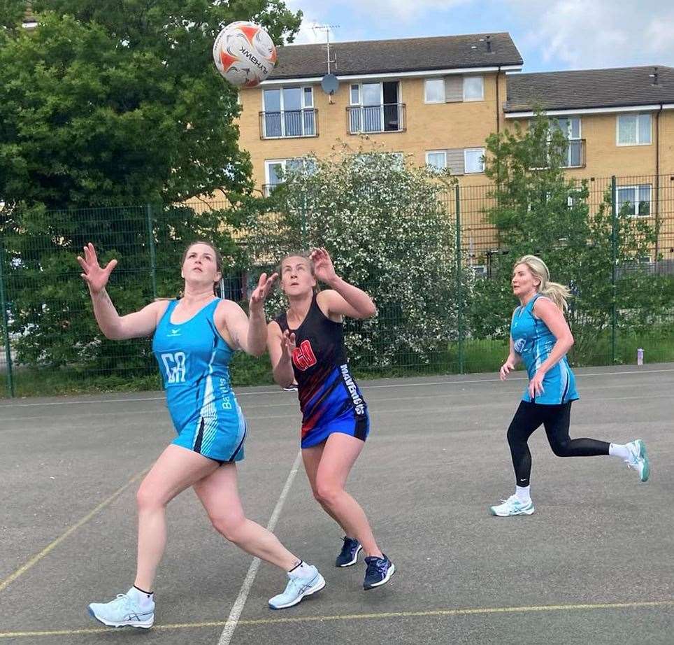 Barretts take on Mavericks in the Ashford Netball League's summer tournament. Picture: Terrie Ireland