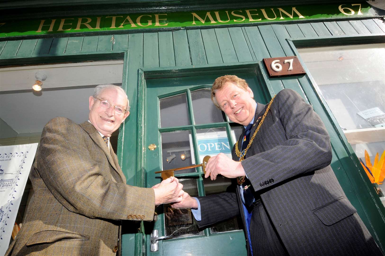 Peter with the then Mayor of Swale, Adrian Crowther, reopening Sittingbourne Heritage Museum after a refurbishment. Picture: Andy Payton.