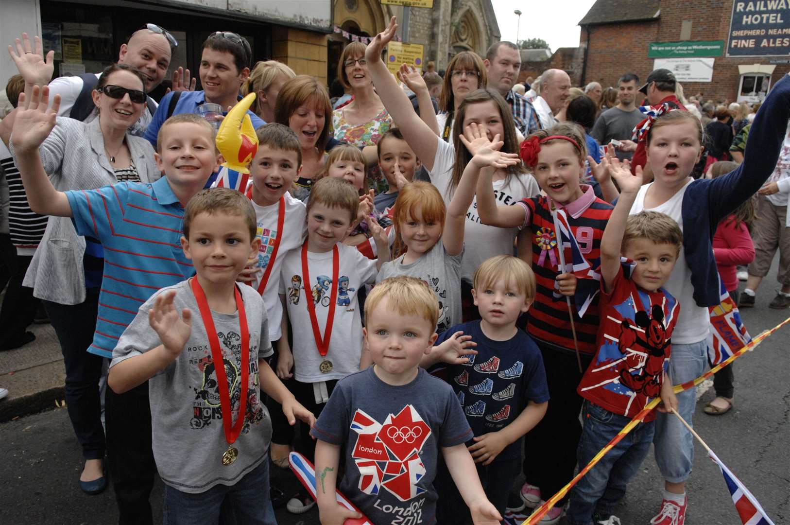 Children from Teynham School in Preston Street, Faversham