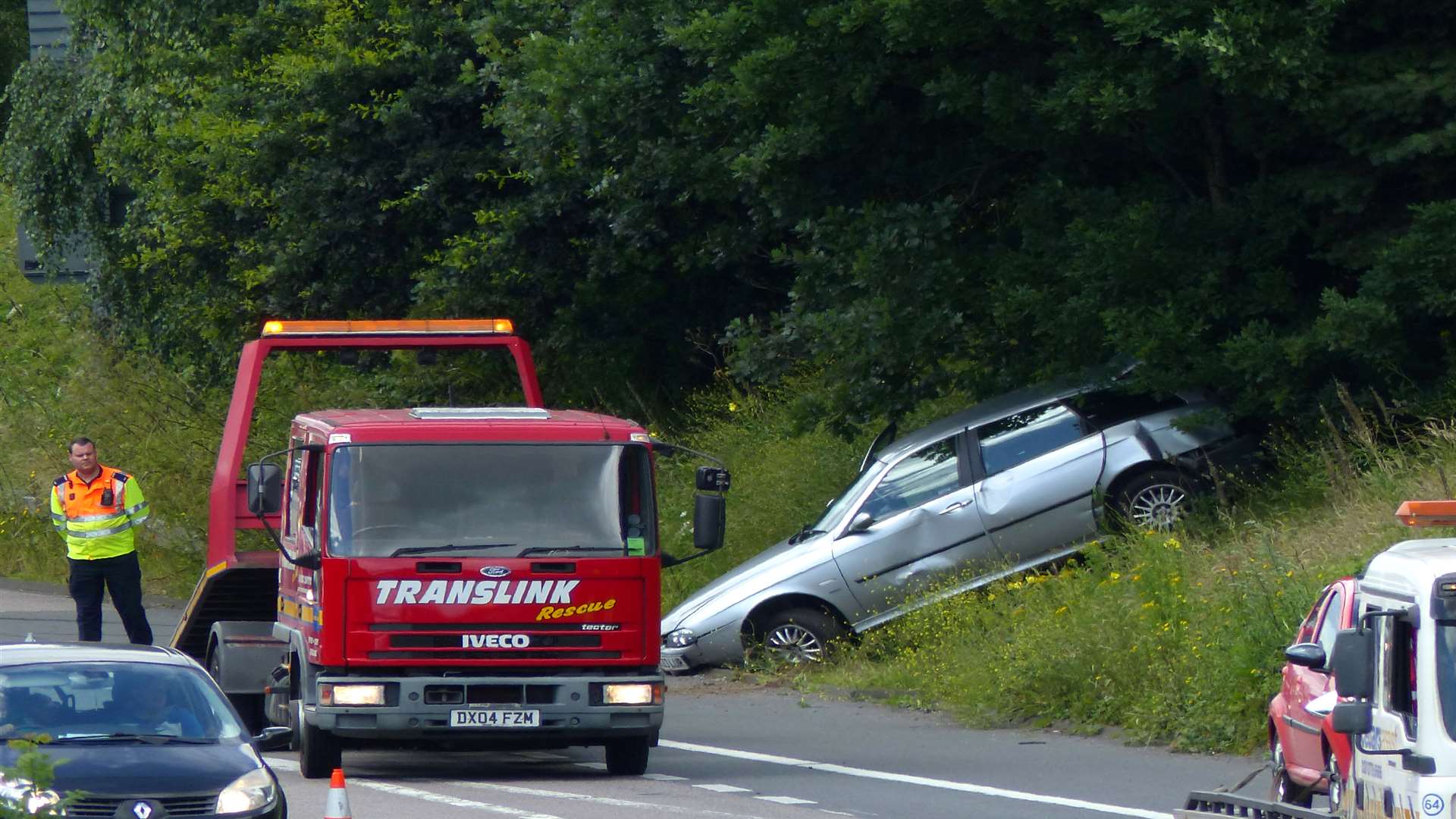 The Alfa Romeo was recovered after around an hour. Picture: Andy Clark