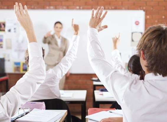 School children in a classroom. Stock image.